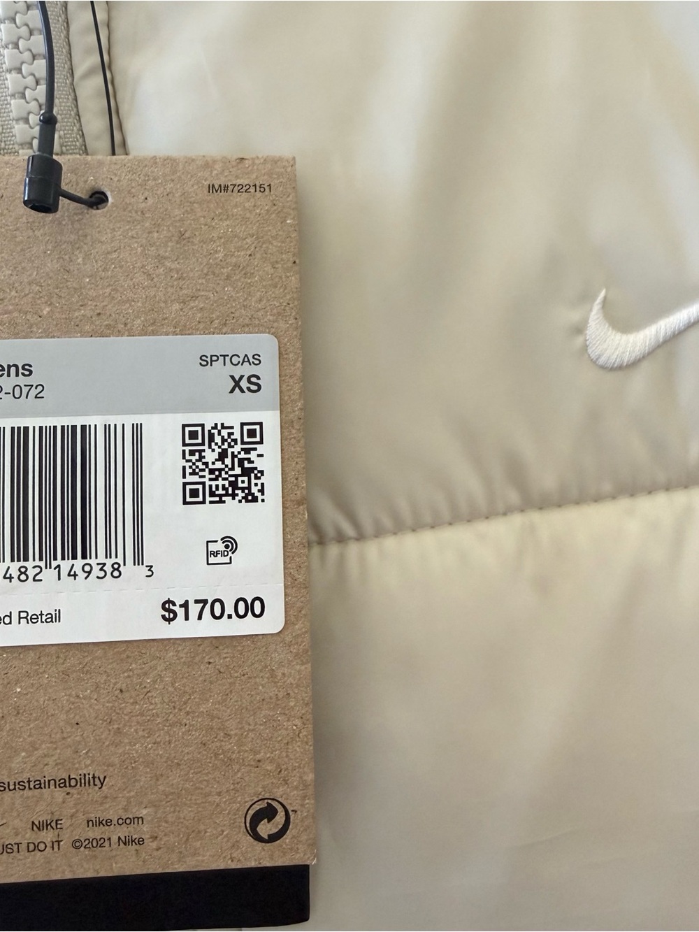Nike Therma-Fit Cream White Puffer Jacket*NWT - Picture 4 of 6